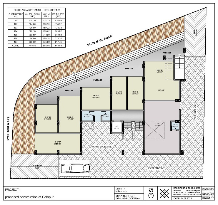 Ground floor plan with shops and clinic